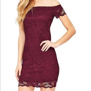 Ambiance off the shoulder,Lace bodycon, mini dress